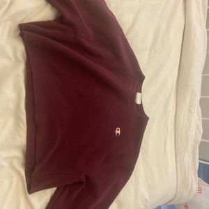 Reversed Weave Cropped Burgundy Champion Sweater